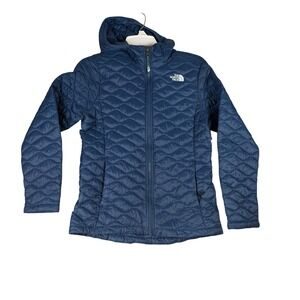 The North Face Girls Blue Thermoball Hooded Puffer Jacket Size L 14/16 Quilted